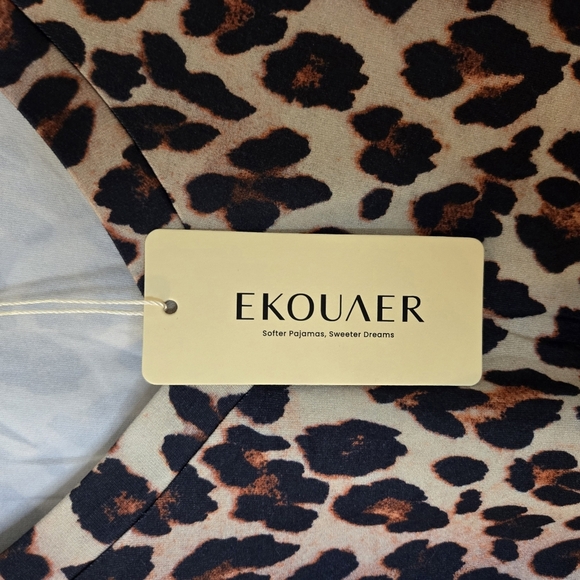 Ekouaer Cotton Leopard Print Sleeveless Pajama Sleepshirt Size Large NWT - Picture 4 of 10